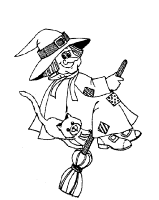 A coloring page of witches